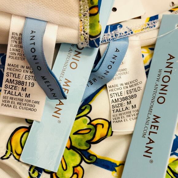 ANTONIO MELANI NWT Blue Tile Italian Floral Print 2 Piece Bra Bikini – Medium - Picture 5 of 6